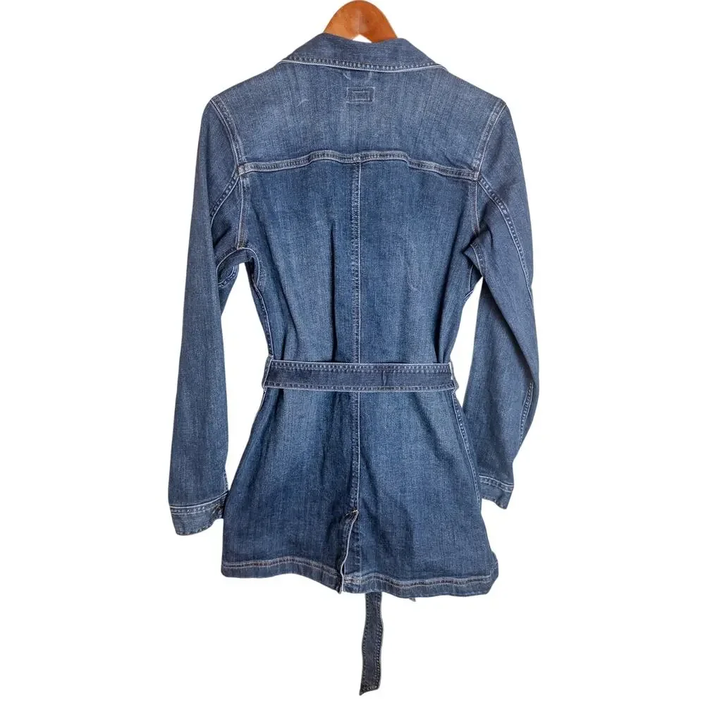 Duluth Trading Daily Denim Belted Trench Coat Jacket Medium